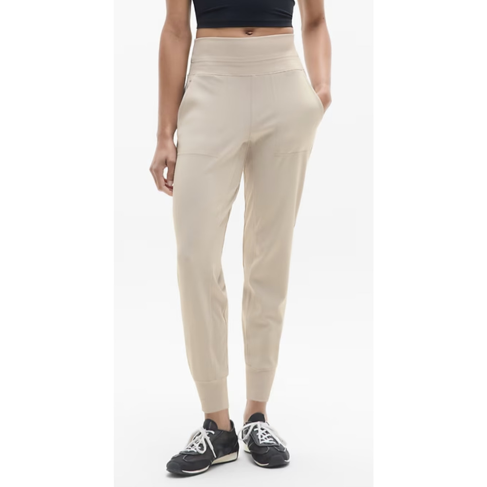 Athleta Brooklyn Heights Jogger Pants Womens Medium Beige Stretch